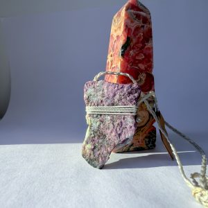 Naszyjnik z Różowym Turmalinem w Niebieskiej Skale – Serce Otulone Spokojem 💗💙✨