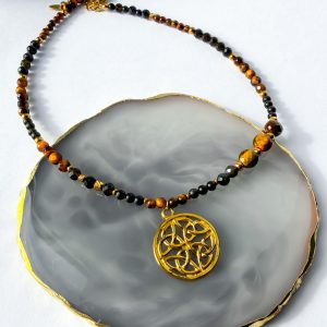 Naszyjnik z Turmalinem, Obsydianem i Tygrysim okiem – Ochrona, Siła i Stabilność